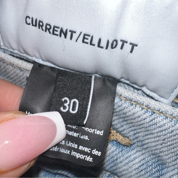 3/$60 Current Elliott Distressed Cotton Light Wash Straight Denim Jeans SZ 30 - Picture 3 of 4
